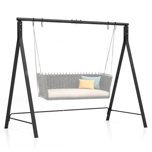 GOPLUS Portique Balançoire Extérieur,Support Balançoire Porche en Métal, Cadre de Balançoire, 4 Anneaux de Suspension, pour Patio, Intérieur et...