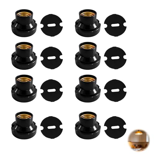 Douille E27 Noir, Lot de 8 Douilles Ampoule E27 à Visser, Support de Lampe E27 pour...