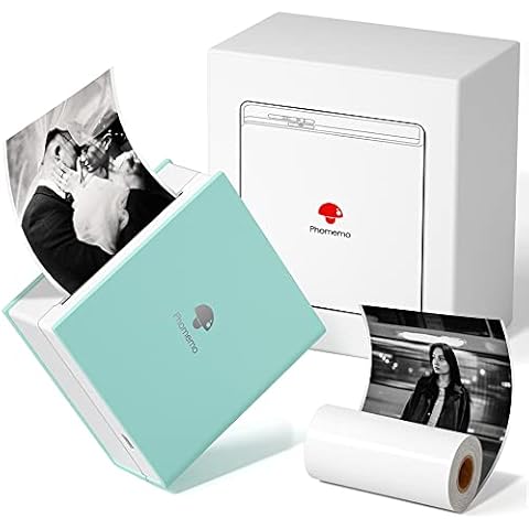 Phomemo Mini Printer M02 Pocket Sticker Printer, 203dpi Thermal Instant Photo Printer, Small Bluetooth Wireless Picture Printer, Portable Phone Printer for Children, Work with Phone & Tablet, Green Cover