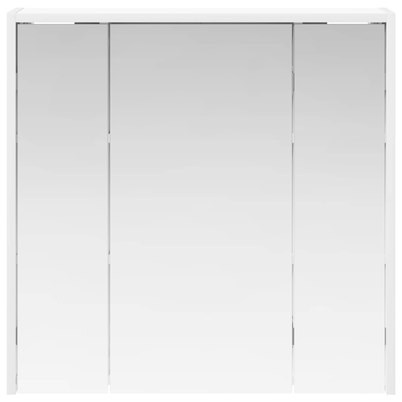 Armadietto da bagno con specchio in legno bianco, 63,5 x 16 x 62,5 cm, con ripiano regolabile, da appendere alla parete, per bagno degli ospiti, WC, doccia, portaoggetti e ripiano per
