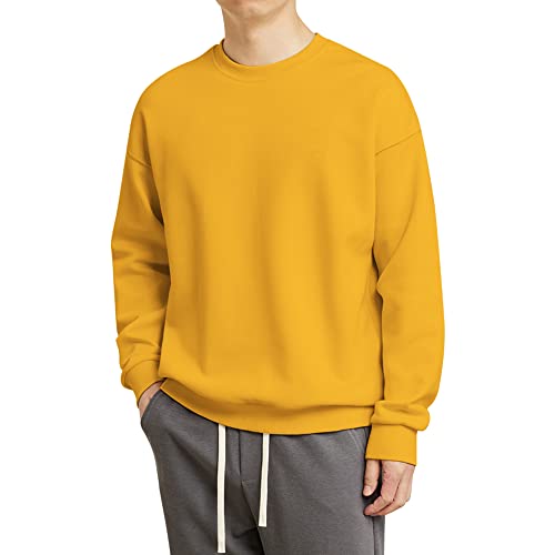 LiKing Sweatshirt Homme sans Capuche -Pull Homme -Col Rond Jaune 8251 YE XL Cover