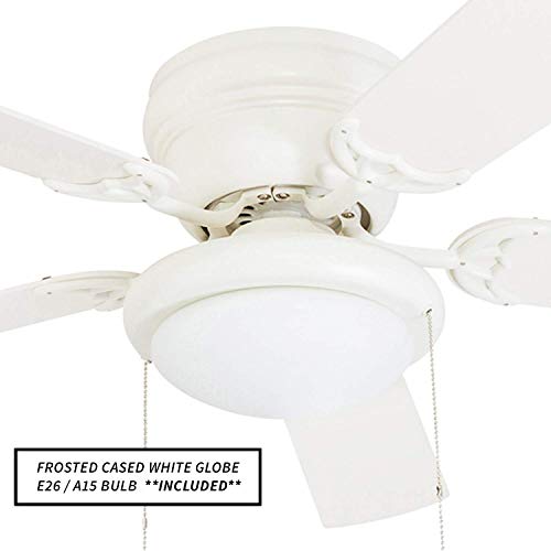 Portage Bay 50254 Hugger 52" White West Hill Ceiling Fan With Bowl Light Kit #TOP2