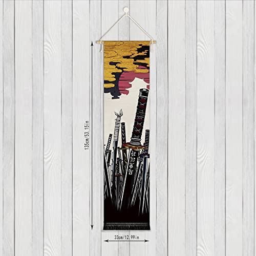 Original Creativity Hanging Poster Canvas Wall Art Banner Anime Sword Series Art Canvas Anime Samurai Katana Japanese Style Tapestry For Wall Decor Hanging Tapestry Decoration For Room | Dorm Anime Lovers | Premium And Artistic Theme Gift #TOP2
