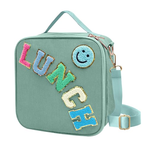 Insulated Lunch Bag With Adjustable Shoulder Strap, Corduroy Lunch Box