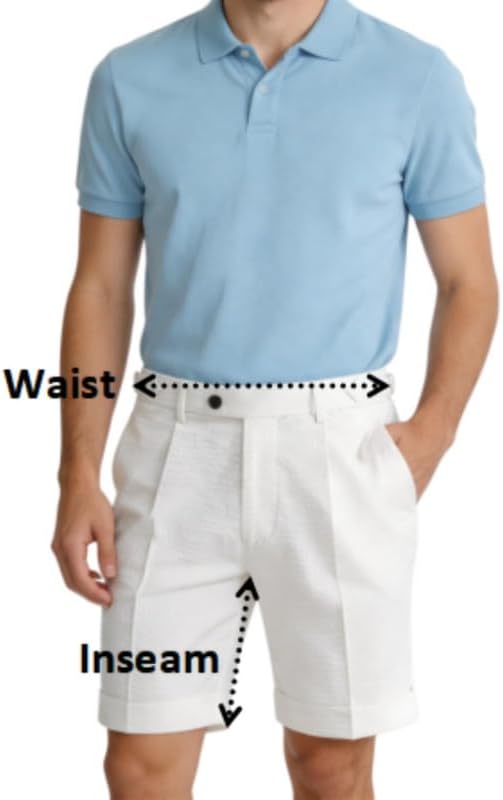 Men's Seersucker Casual Shorts High Waist Arrow Waistband Summer Breathable Slim Dress Shorts