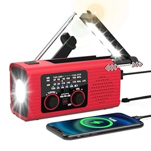 Emergency Weather Radio, 4000mAh NOAA Weather Alert Radio Solar Charging, Hand Crank & USB Charged, AM/FM with LED Flashlight, Reading Lamp, SOS Alarm, Headphone Jack for Outdoor Indoor