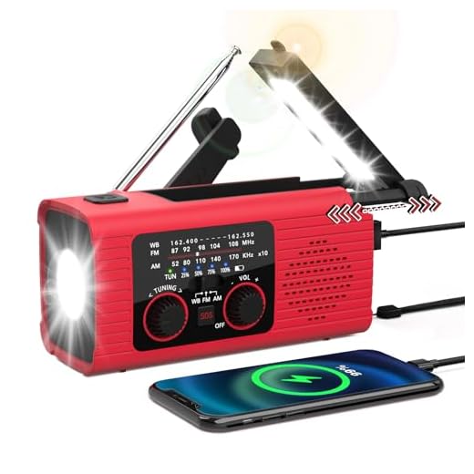 【2023 Newest】 NOAA Emergency Weather Radio, 4000mAh Weather Alert Radio Solar Charging, Hand Crank & USB Charged, AM/FM Radio with LED Flashlight, Reading Lamp, SOS Alarm, Headphone Jack for Outdoor
