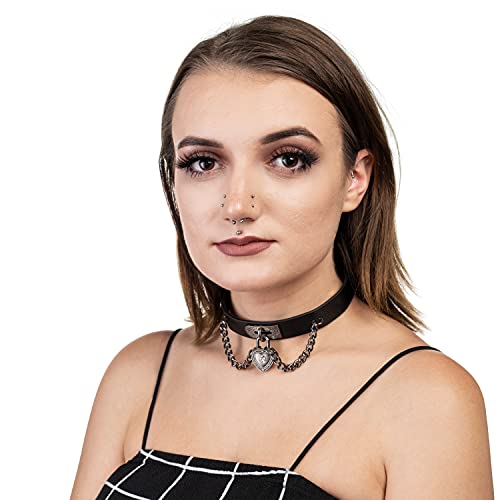 Asherkeep Adjustable Kawaii Choker And Collar Necklace, Aesthetic Necklace Made From Premium Pu Leather And Alloy, Cute Choker And Collar Necklace Jewelry With Chain Heart Pendant Charm For Women #TOP2