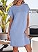 EVALESS Womens Summer Dresses 2025 Fashion Short Sleeve Cute Spring Mini Dress Crewneck Solid Casual Beach Vacation Clothes Tshirt Dresses with Pockets Myosotis Medium Blue