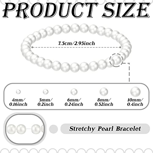 Kajaia 10 Pcs Faux Pearl Bracelets for Women Pearl Stretch Beaded Bracelets for Bridesmaid Wedding Bridal Party3