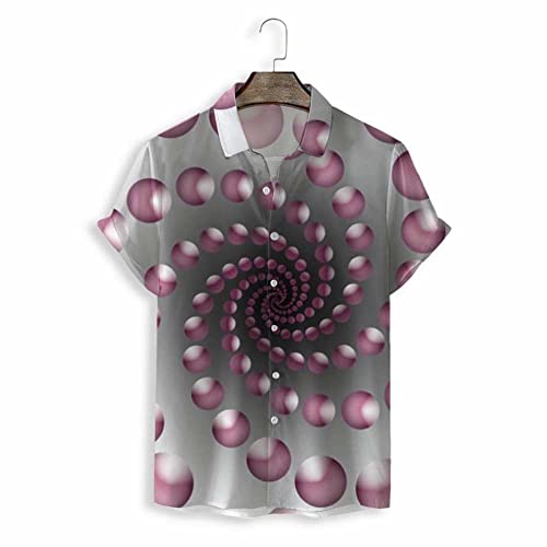 Chemises décontractées d'été boutonnées style Aloha et hawaïenne rose fluide homme