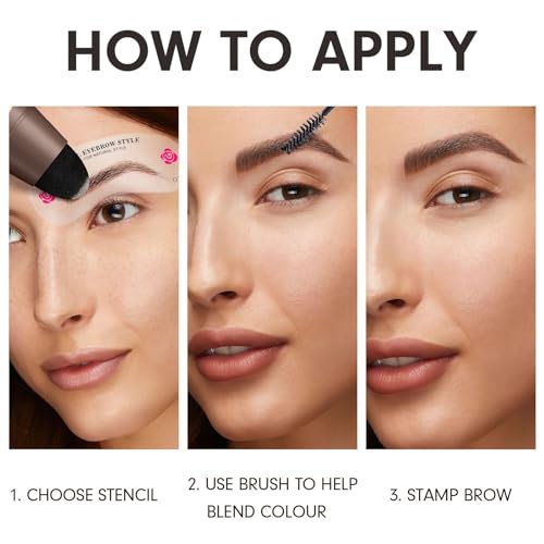 Eyebrow Stamp and Eyebrow Stencil Kit, Eye Brow Stencil Kit for Beginners 24 Reusable and Washable Eyebrow Shaping Kit, Brow Stencil and Stamp Kit Smudge-Proof & Long-Lasting (Dark Brown) - Thumbnail 6