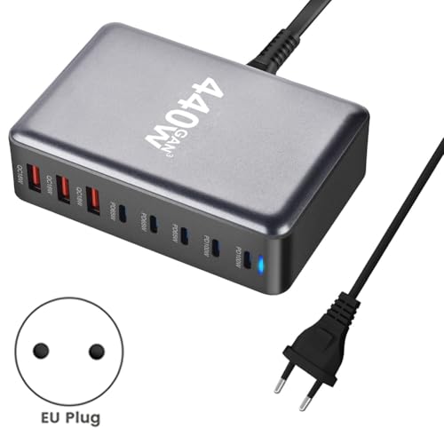 Cargador USB Tipo C 440W de 8 puertos multi enchufe para viaje 5