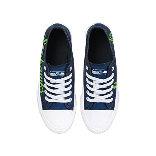 Image of FOCO Womens NFL Team Logo Ladies Fashion Color Glitter Low Top Canvas Sneakers Shoes