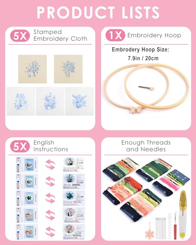 Image of TINDTOP Embroidery Kit for Adults, Embroidery Kit for Beginners Include Embroidery Cloth Hoops Threads for Craft Lover Hand Stitch with Embroidery Skill Techniques (Black Cat) | with Stamped Patterns, Hoop, Tools, Colorful Threads with Needles, Instructions