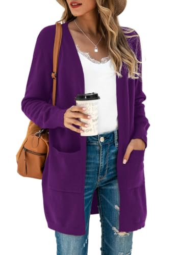 Image of TASAMO Cardigan Sweaters for Women Long Sleeve Open Front Casual Knit Fall Coat Oversized Soft Outwear with Pockets