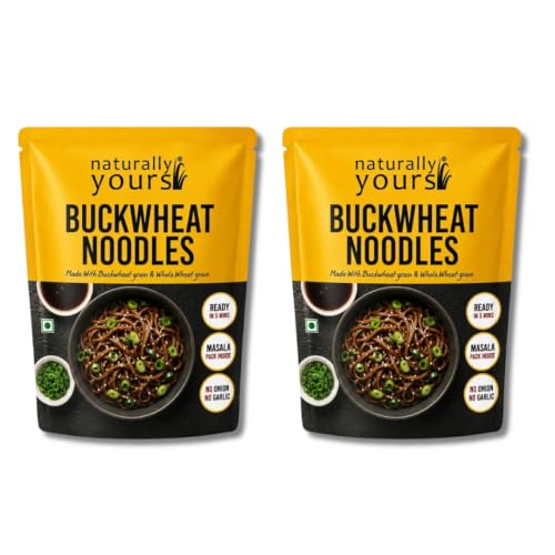 Image of Naturally Yours Buckwheat Soba Hakka Noodles | Kuttu Atta & Whole Wheat | No Maida, No Onion No Garlic, Jain Friendly, Vegan, Preservative Free | Tastemaker Inside | Healthy Noodles | 180g Pack of 2