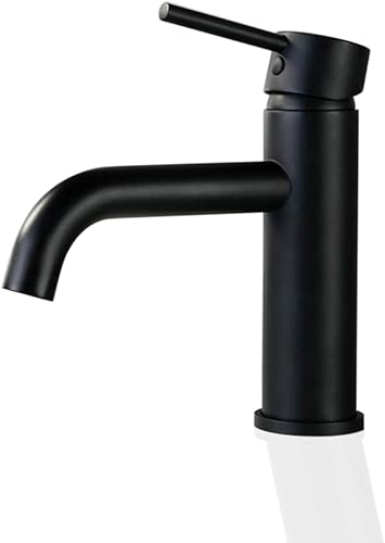SATICO Grifo de baño negro mate F40119MB para montaje en cubierta de un solo mango grifo de baño de 1 agujero grifo de tocador para lavabo