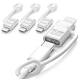 MoKo Type Cからライトニング変換用アダプタ 4枚セット 紛失防止シリコンストラップ付き Type C to ライトニング変換アダプター 480Mbpsデータ転送/36W PDチャージ対応 軽量小型 iOS TypeC変換アダプター iPhone14/13/12/11ProMax/iPad/iPodなどライトニングコネクタ搭載のアップル端末に対応【イヤホン対応不可、OTG不可】 White