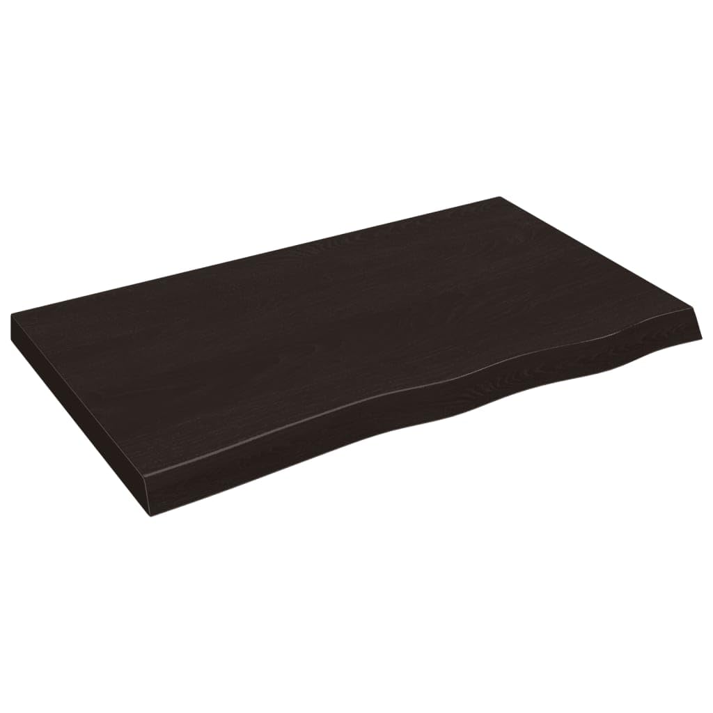 Estante de pared de roble macizo de 100 x 60 cm, color marrón oscuro, con borde natural, soporta hasta 48 kg, rústico, para salón, cocina o baño