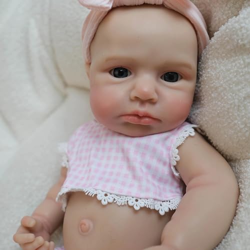 Babypuppen aus Silikon, 45,7 cm, realistische Reborn-Babypuppen, Silikon, Ganzkörper-Puppe, anatomisch korrekt, für Mädchen, echtes Leben, Neugeborene, Baby-Puppe mit Fütterungsset, für Kinder – Bild 7