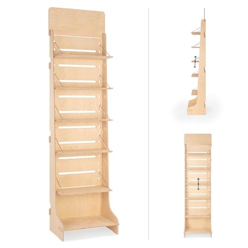 Présentoir en Bois, sur Pied, Réglable, Inclinaison et Hauteur d'étagère Variables, Présentoirs pour Magasins, épiceries, Pharmacies, Papeterie,...