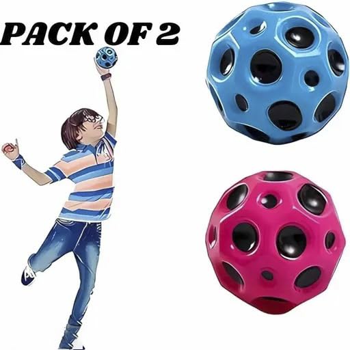 Moon Ball Pack of 2 HighBounce Outdoor Fun for All Ages | Durable, Lunar SurfaceInspired Balls for Active Play and Stress Relief (Asorted) - Image 2 thumbnail