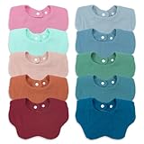 1.Ultimate Protection with 4-Layer Design: Our bibs feature a unique 4-layer design for maximum protection. The surface is made of three layers of 100% absorbent muslin cotton material, providing excellent moisture absorption, while the bottom layer ...