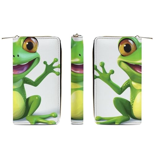 Leather Wallet Bag Green Frog Painted Credit Card Holder Fashion Simple Card Bag Multifunctional Wallet3