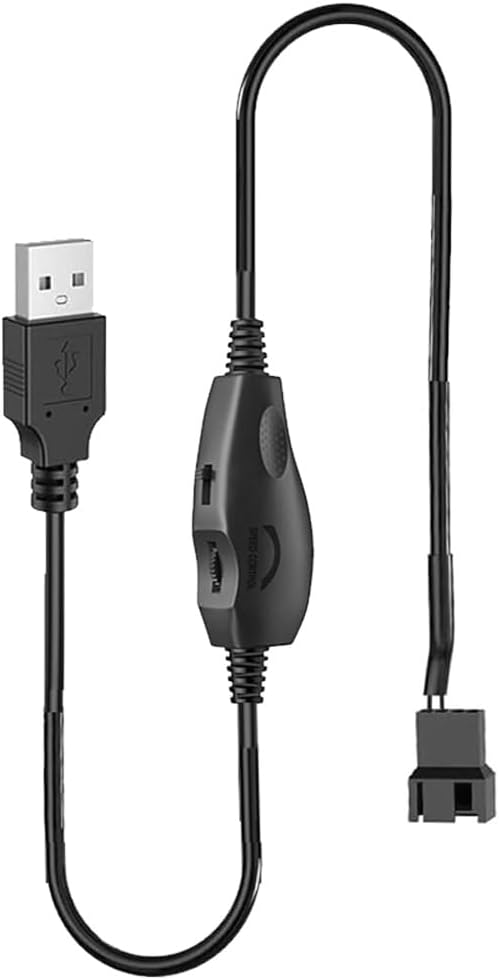 Gebildet 12V Voltage Step-Up USB to 3-Pin and 4-Pin PC Fan Sleeved Power Adapter Cable with Switch and Speed Regulator