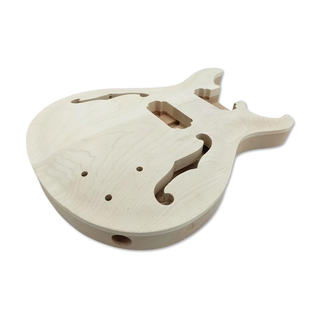 Juego de cuerpo de guitarra semihueco con tapa de arce de caoba, parte superior curvada, en bolsillo, repuesto para bricolaje