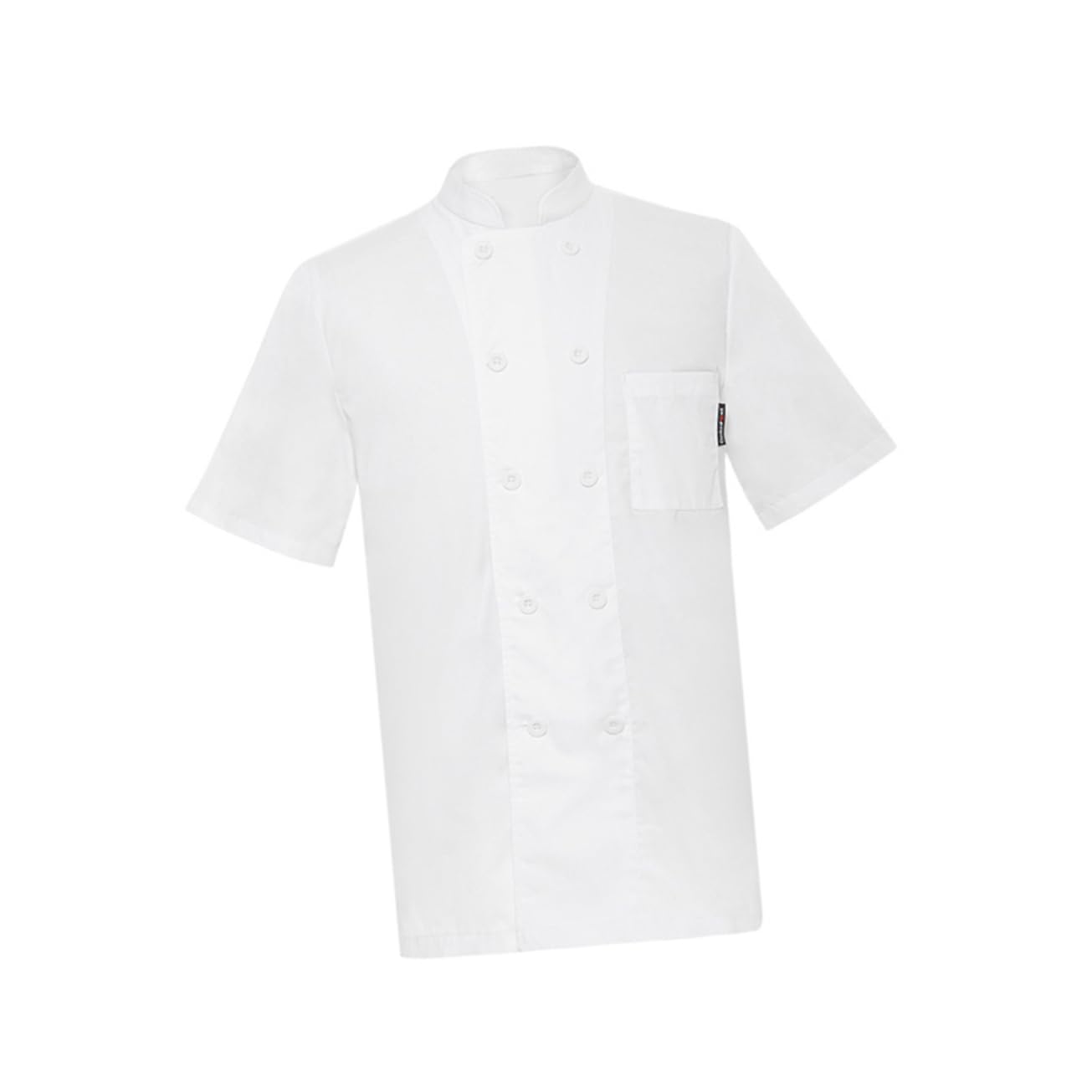 VANZACK Unisex Short Sleeve Chef Jacket Xxl White Casual Loose Chef Apparel for Kitchen Cooking Featuring Blend Material Stand Up Collar and Button Front Design