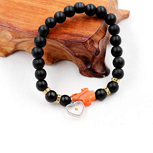 Image of Uloveido Black Agate Side Cross Bracelet Mustard Seed Charms, Personalized Letter A-Z Tiger's Eye Bangle Y944