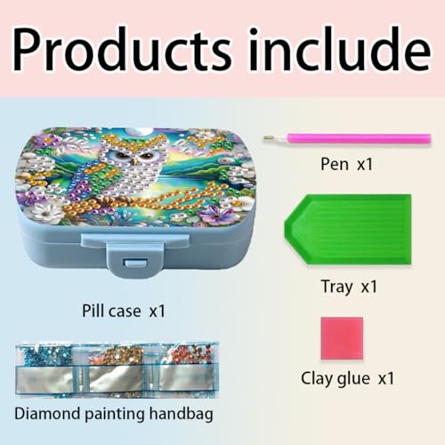 Image of ARTopet Diamond Art Painting Mini Storage Box with 6-Grid Creative Design Compact Portable Small Case for Purse Travel Daily-Owl