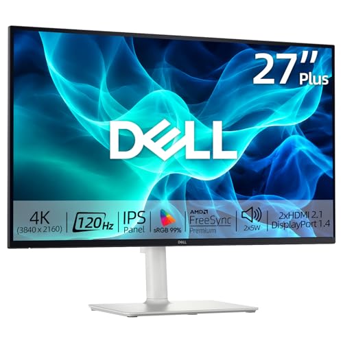 Image of Dell 27 inch Monitor, 4K(3840 x 2160), 120Hz, AMD FreeSync Premium, 1500:1 Contrast Ratio, LED Display, sRGB 99%, VESA, Integrated 2x5W Speaker, Comfortview, HDMI /DisplayPort, Pivot /Swivel /Tilt /Height