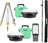 E1 RTK GNSS Survey Equipment 20 Hours Endurance RTK GNSS GPS with IMU Rover & Base Handheld Collector with Survey Software RTK Surveying Equipment,1408 Channels(Include Tripod,Pole 2.6m)