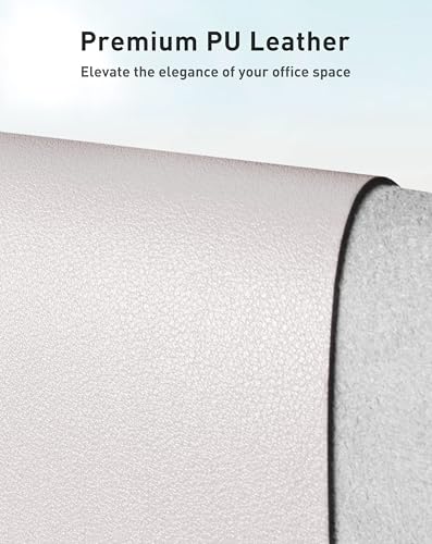 Image of Aothia Faux Leather Desk Mat - Large Mouse Pad, Non-Slip PU Leather Blotter, Waterproof Writing Surface for Office and Home (Pale Lavender White, 42 inch x 17 inch)