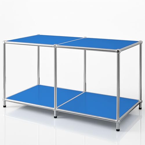 Floordirekt Regal, Metallregal, Sideboard - Blau, Chrom, 46Hx80Bx40T cm -...