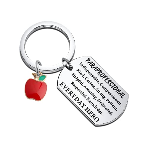 MAOFAED Paraprofessional Gift Teaching Assistant Gift Teacher Keychain Para Teacher Thank You Gift everyday hero paraprofessional