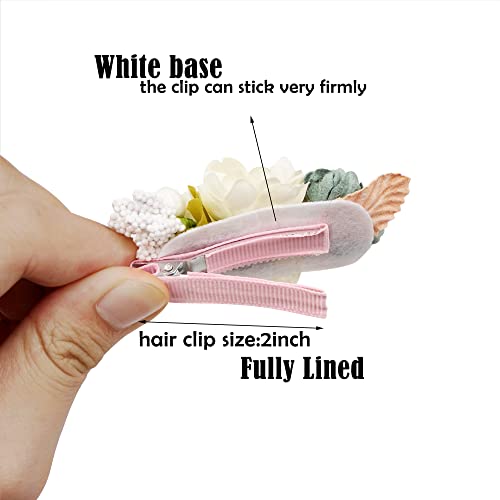 6 Pcs Handmade Flower Hair Bows Fully Lined Alligator Hair Clips Faux Pearls Floral Hair Clips Barrettes Hair Accessories For Women Girls Toddlers Kids Children #TOP2