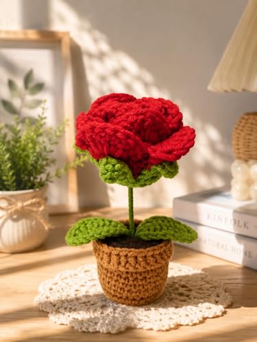 Image of VRB Dec Plastic TM 1 Pcs Crochet Flowers Artificial Sunflower for Office Desk Car Dashboard Decor,Home Decoration, Office, Bedroom, Christmas Decor, Wedding (Small Yellow Daisy with Pot)