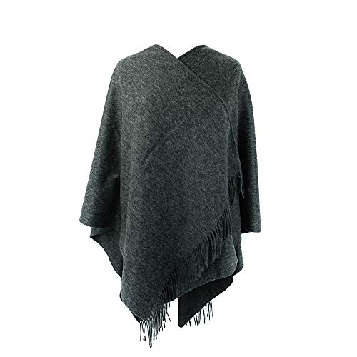 Kiltane of Scotland 100% Lambswool Long Cape Scottish Multicolour Tartan Wool Serape Poncho - Designed in Scotland (27304 Steinway Grey)