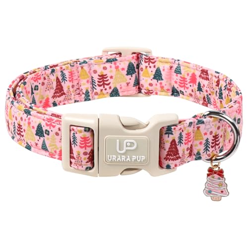 Image of Christmas Dog Collar, Pink Christmas Tree for Dogs, Adjustable Pet Collar with Cute Xmas Tree Pendant, Festive Winter Dog Accessories for Small Medium Large Dogs XS