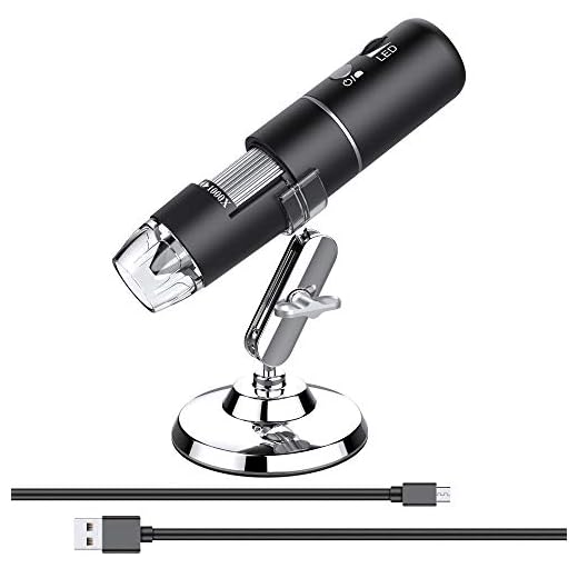 1080P Handheld Pocket Digital Microscope HD Camera with 8 LED Lights, 50x-1000x Magnification Compatible with Samsung, iPhone, iPad, Mac, Computer