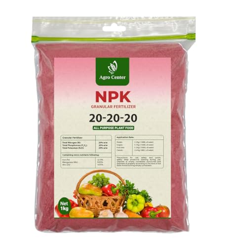 Agro Centre 100% Water Soluble NPK 20.20.20 Fertilizer For Potted Plants Best All Purpose Fertilizer for Indoor & Outdoor Home Garden Plants Flowering Plants Fruits and Vegetation Growth (1.kg)