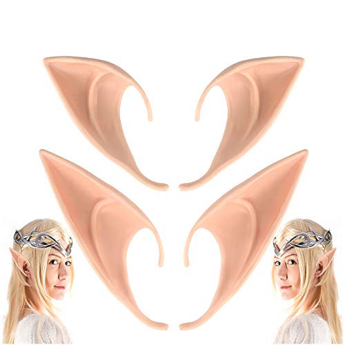 CEDAR BRIGHT Cosplay Fairy Pixie Elf Ears - Party Dress Up Costume Masquerade Accessories for Halloween Christmas(2 Pairs)