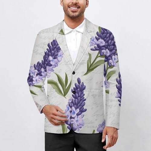 Vintage Lavender Floral Flowers Mens Blazer Lightweight Sport Coat Two Button Suit Jackets2