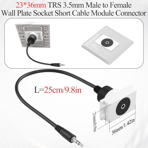 QIANRENON Adaptador Cable TRS 3.5mm Macho a Hembra Panel miniatura 6
