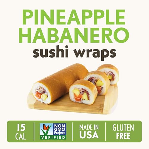 Pineapple Habanero Sushi Wraps (5 Count) – Gluten-Free, Vegan, Plant-Based Low-Carb Wraps – Non-GMO, Paleo-Friendly, Sweet & Spicy Nori Wrap Alternative
