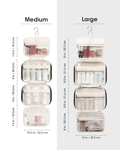 Image of Narwey Large Hanging Toiletry Bag Travel Makeup Bag Cosmetic Organizer for Women and Girls, AB-Black, Medium